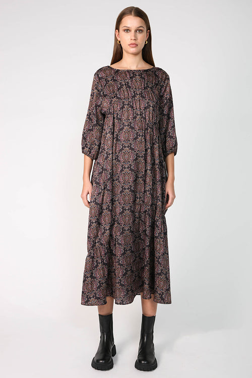 notioned dress / black paisley