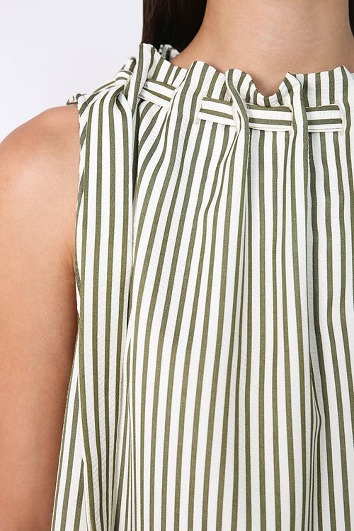 avid tank / khaki|ecru stripe