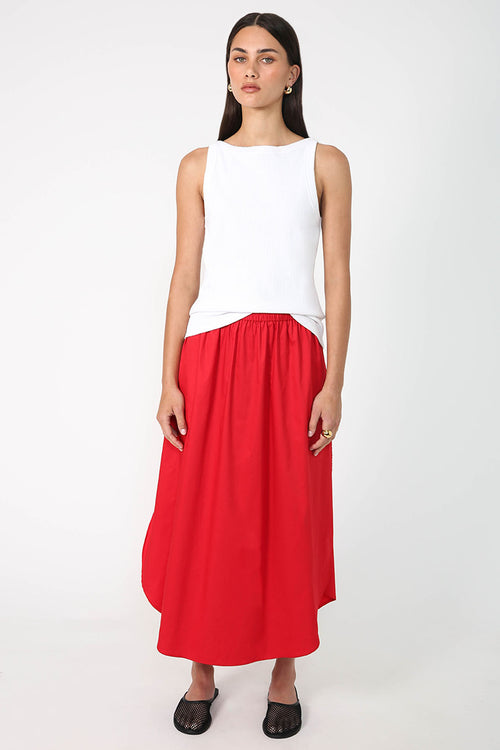 loth midi skirt / chilli red