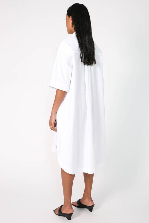 suspend shirt dress / white