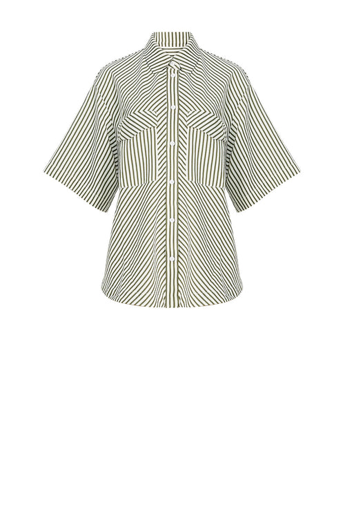 darby shirt / khaki|ecru stripe