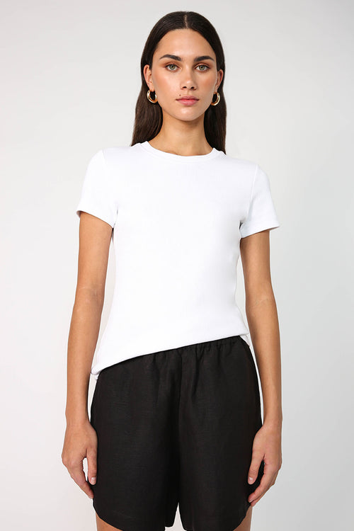 modest rib cap tee / white