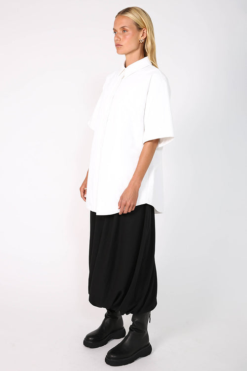 puffed shorty sleeve shirt / pearl ivory