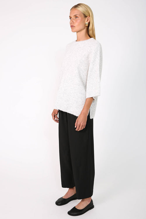 scanner ribbed tee sweater / white marle