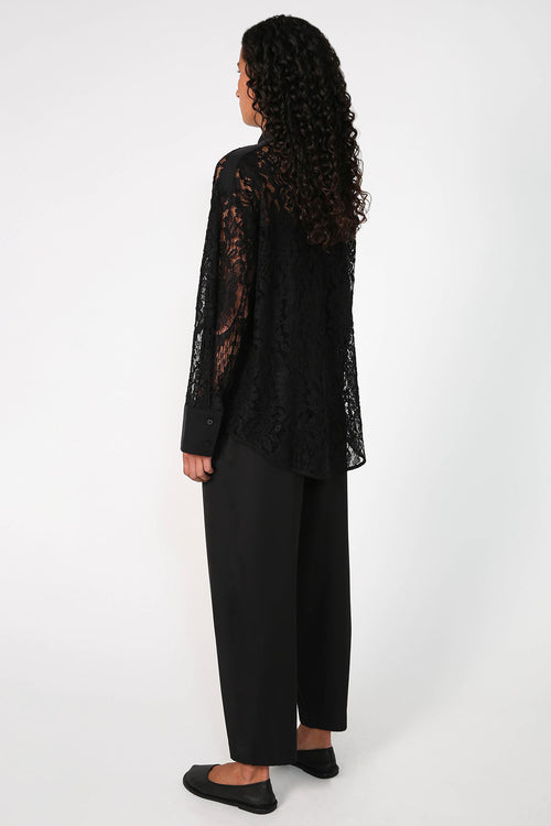 border lace shirt / black lace