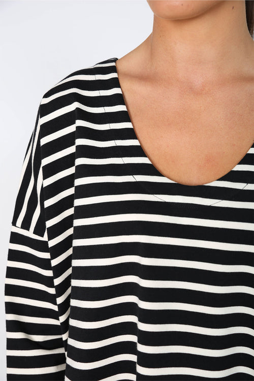 asymmetry top / black|buttermilk stripe