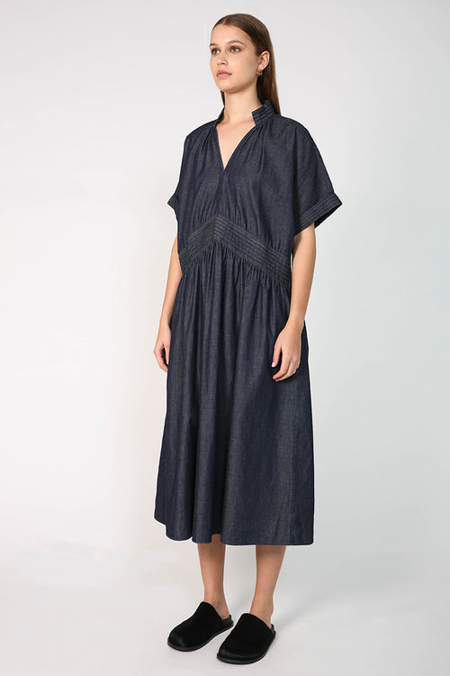 bevel midi dress / indigo blue