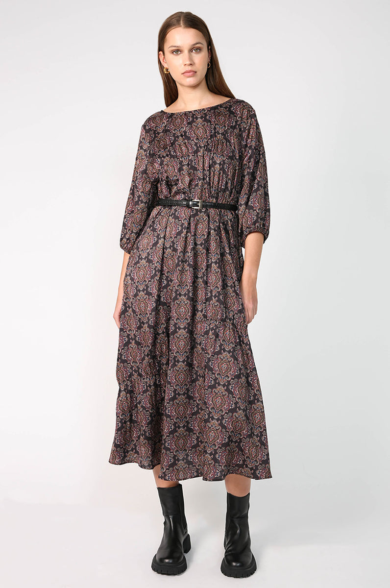 notioned dress / black paisley | m o o c h i