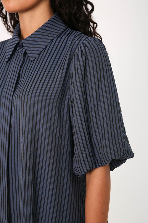 adhere midi dress / blue|navy stripe