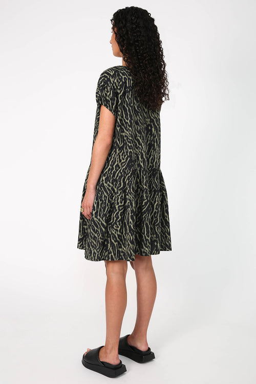 euphoria dress / green animal abstract print