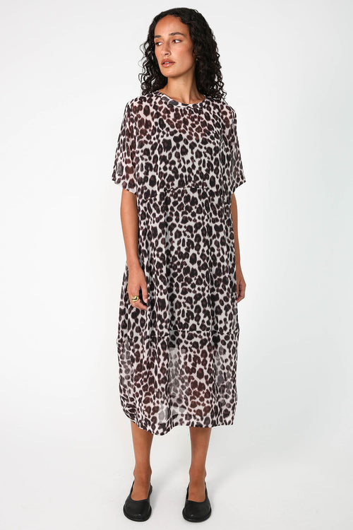 headspin dress / pixel animal chocolate print