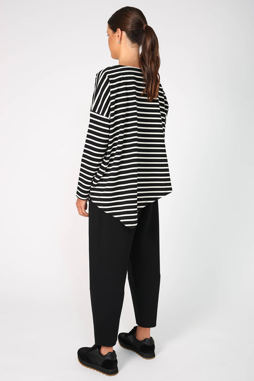 asymmetry top / black|buttermilk stripe