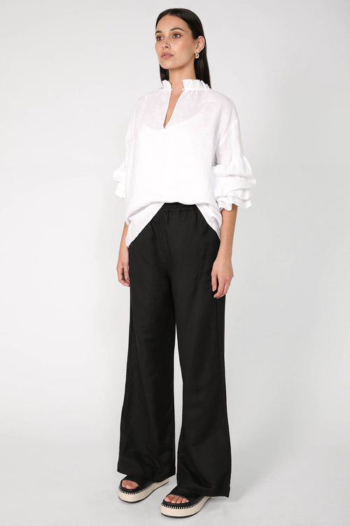 coached pant / black linen