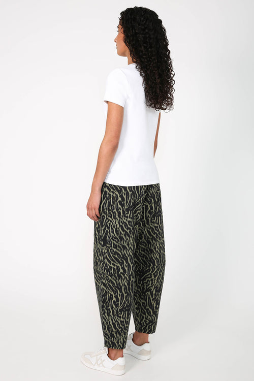 ahead pant / green animal abstract print