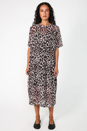 headspin dress / pixel animal chocolate print