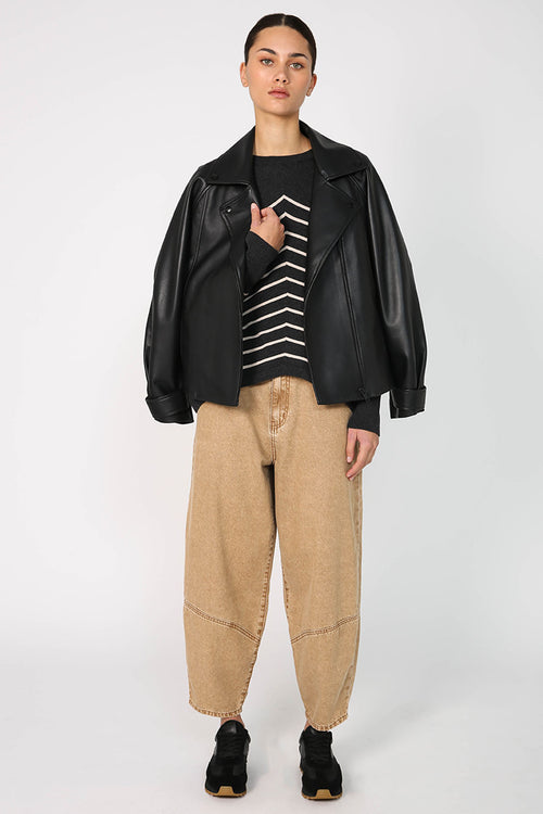 revolver sweater / charcoal|taupe stripe
