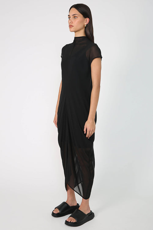 cove cap sleeve dress / black