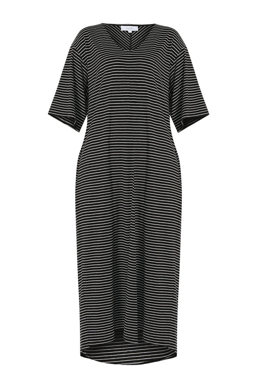 recent dress / black|white stripe