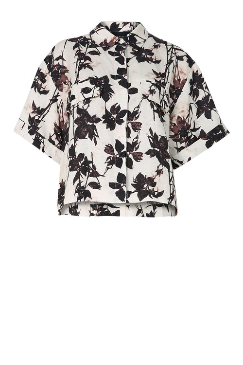 carved shirt / natural|chocolate floral