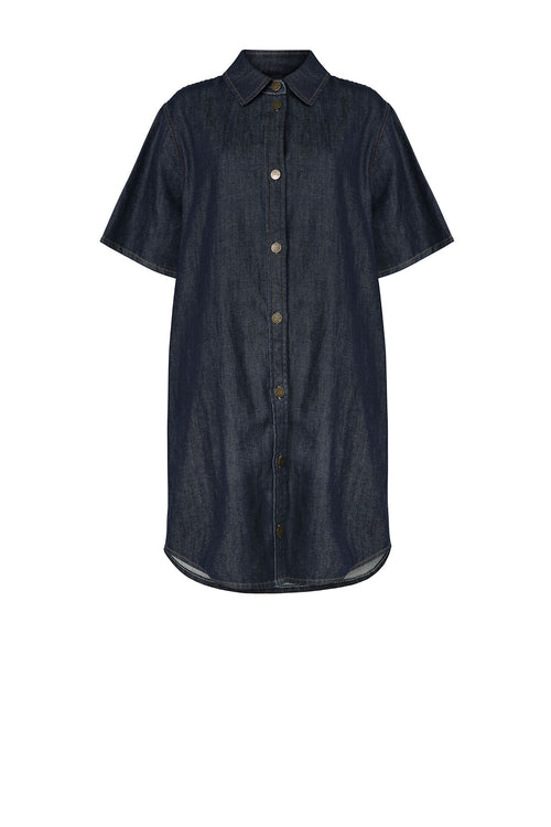 latching shirt dress / dark indigo