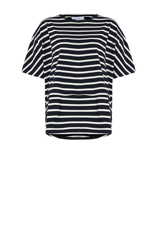 overturn tee / navy|white stripe