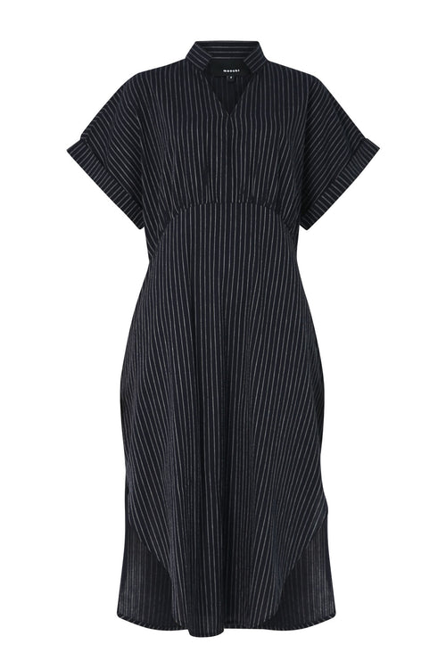 glare dress / navy|white pinstripe