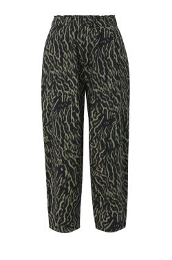 ahead pant / green animal abstract print