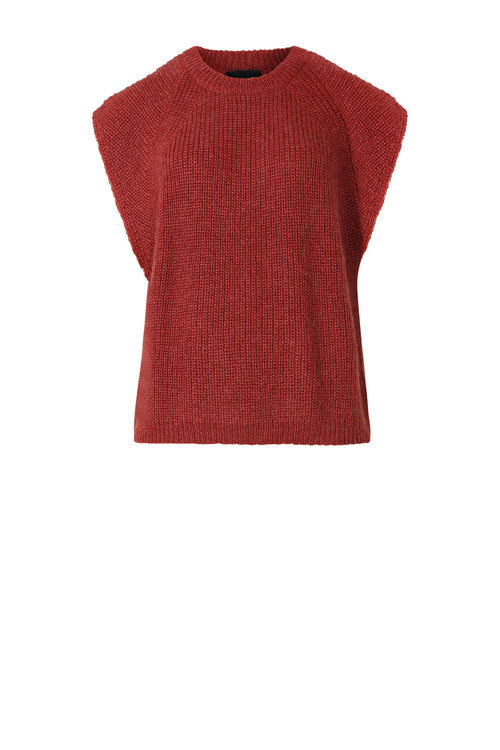 linear vest / brick red