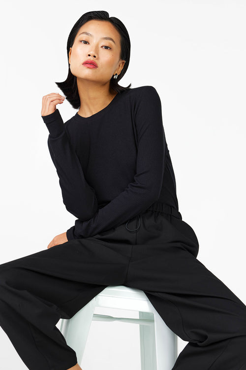 modest rib top / black