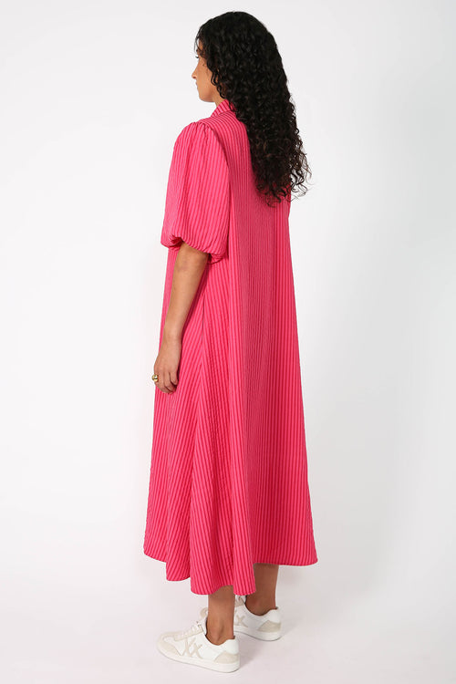 adhere midi dress / pink stripe