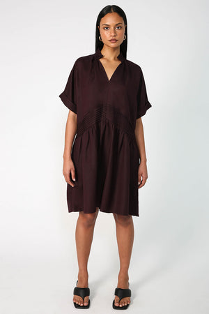 bevel dress / dark oxblood red