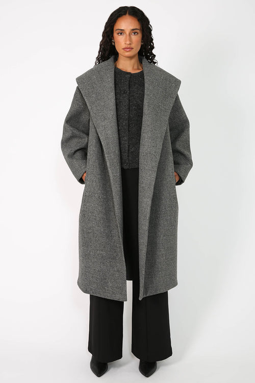 collar coat / Mid Grey