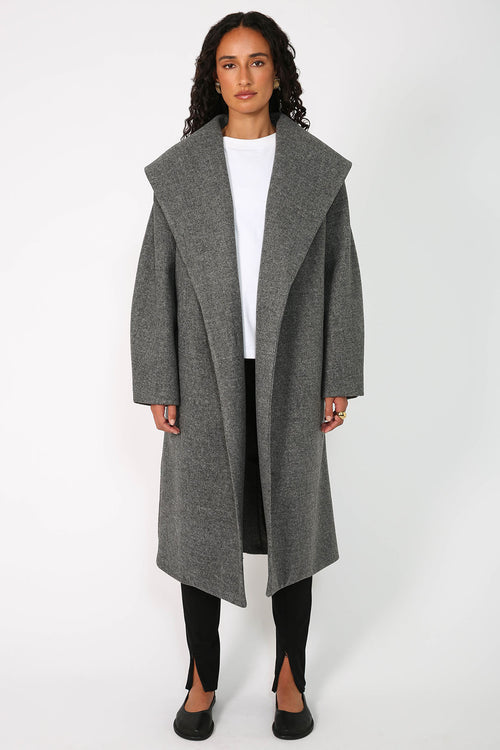 collar coat / Mid Grey