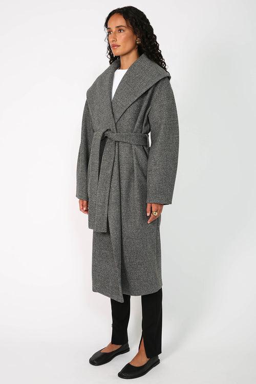 collar coat / Mid Grey