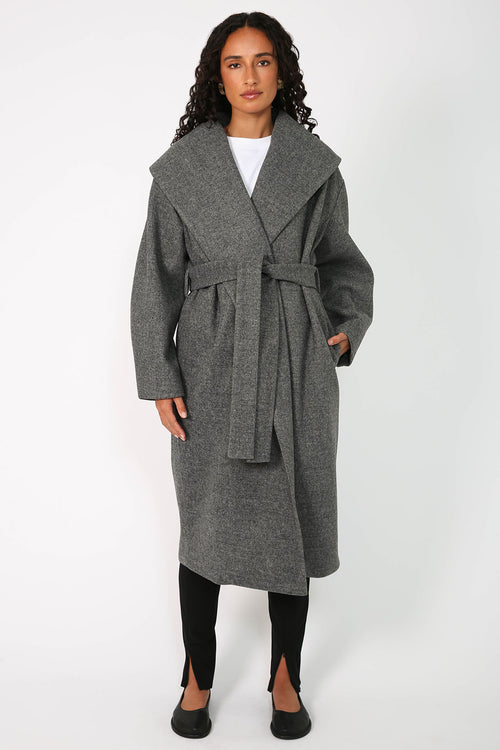 collar coat / Mid Grey